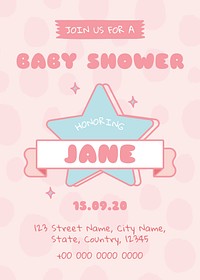 Cute baby shower invitation card template vector