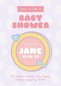 Cute baby shower invitation card template vector