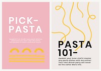 Cute pasta doodle template vector for food poster dual set