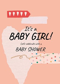 Girl baby shower template, cute feminine invitation poster psd