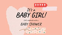 Girl baby shower template, cute feminine presentation slide psd