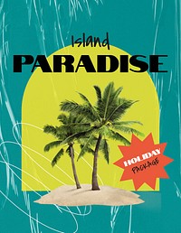 Island holiday flyer template, travel ad vector