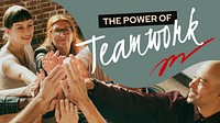 Teamwork ppt presentation template, collaboration photo vector