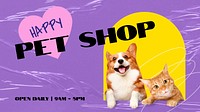 Pet shop ppt presentation template, dog & cat photo vector