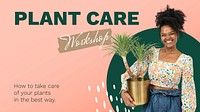 Plant workshop PowerPoint presentation template, gardening campaign vector