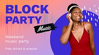 Music party PowerPoint presentation template, African American woman photo vector