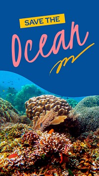 Coral reefs Instagram story template, environmental campaign vector