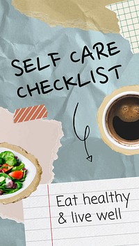 Healthy food Instagram story template, paper collage design vector