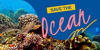 Coral reefs  Twitter post template, environmental campaign vector