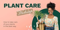 Plant workshop Twitter post template, gardening campaign vector