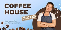 Coffee shop Twitter post template, promotion ad vector