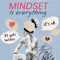 Mindset aesthetic Instagram post template, mental health remix vector