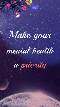 Aesthetic galaxy Instagram story template, mental health quote vector