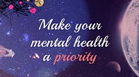 Aesthetic galaxy presentation template, mental health quote vector