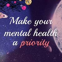 Aesthetic galaxy Instagram post template, mental health quote vector