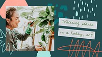 Plant shop blog banner template, editable hobby design vector