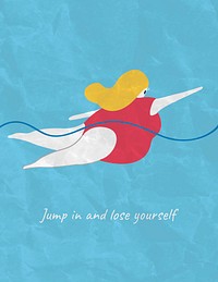 Swimming flyer template, inspirational quote design vector