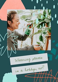 Plant shop poster  template, editable hobby design psd