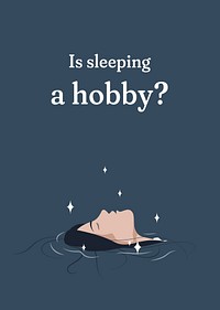 Sleeping hobby poster template, aesthetic design psd