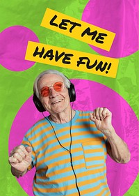 Music lover poster template, senior adult design psd