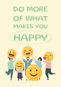 Happy emoji poster template, editable design vector