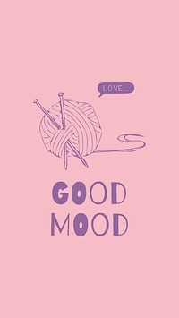 Good mood Facebook story template, knitting editable design vector