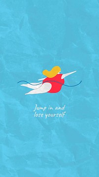 Swimming Facebook story template, inspirational quote design vector