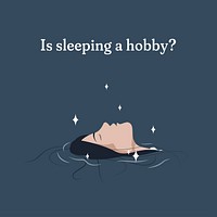 Sleeping hobby social media template, aesthetic design vector