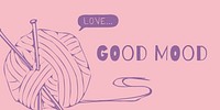 Good mood Twitter post template, knitting editable design vector