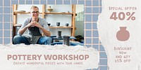 Pottery workshop Twitter post template, editable promotion design vector