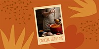 Cooking hobby Twitter post template, editable design vector