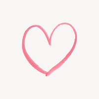 Heart doodle sticker, pink Valentine's graphic psd