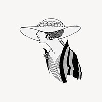 Vintage fashionable woman illustration vector