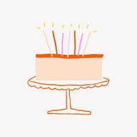 Birthday cake sticker, cute doodle vector