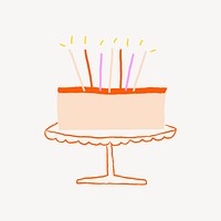 Birthday cake sticker, cute doodle psd