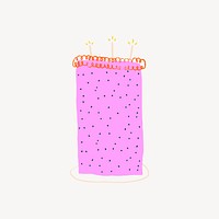 Birthday cake sticker, cute doodle vector