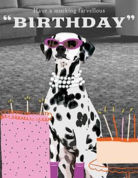 Dog birthday flyer template, cute pet photo vector
