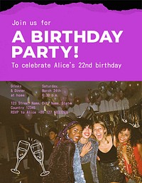 Birthday party flyer template, celebration photo vector