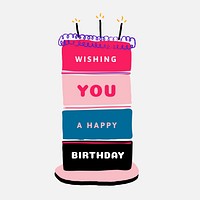 Birthday cake Instagram post template, cute doodle vector