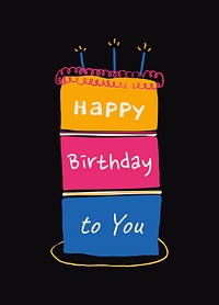 Birthday cake doodle poster template psd