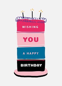 Birthday cake doodle poster template psd