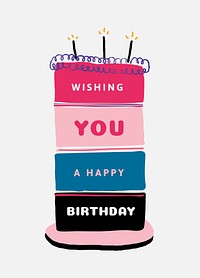 Birthday cake doodle poster template vector