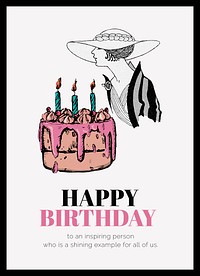 Vintage fashion poster template, birthday greeting card vector