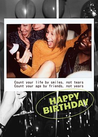 Birthday party poster template, celebration photo psd