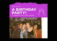 Birthday party greeting card template, celebration photo vector