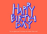 Birthday greeting card template, colorful typography psd