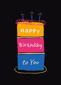 Birthday cake doodle poster template psd