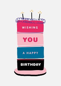 Birthday cake doodle poster template psd