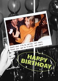 Birthday party poster template, celebration photo vector