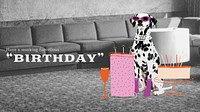 Dog birthday blog banner template, cute pet photo vector